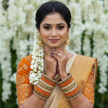 Orange biege Bridal bangle set