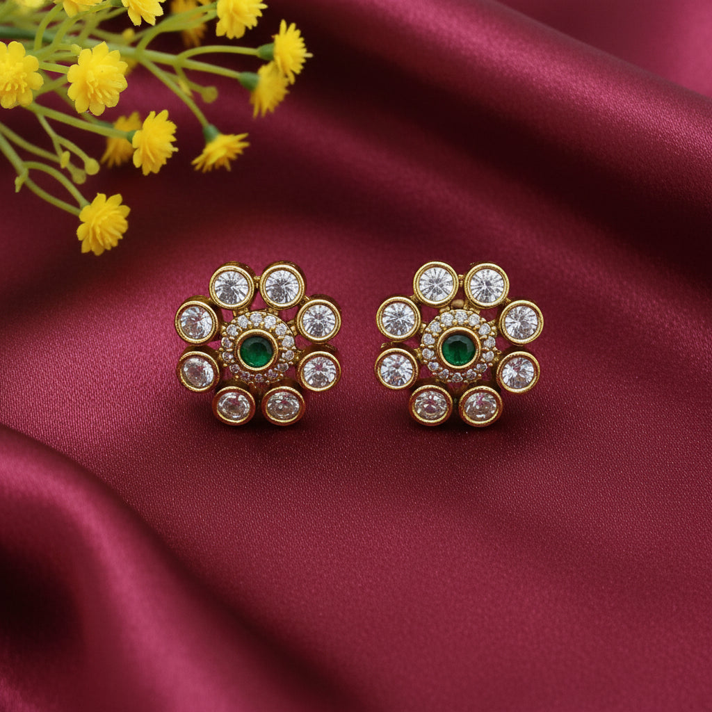 Emerald stone studs