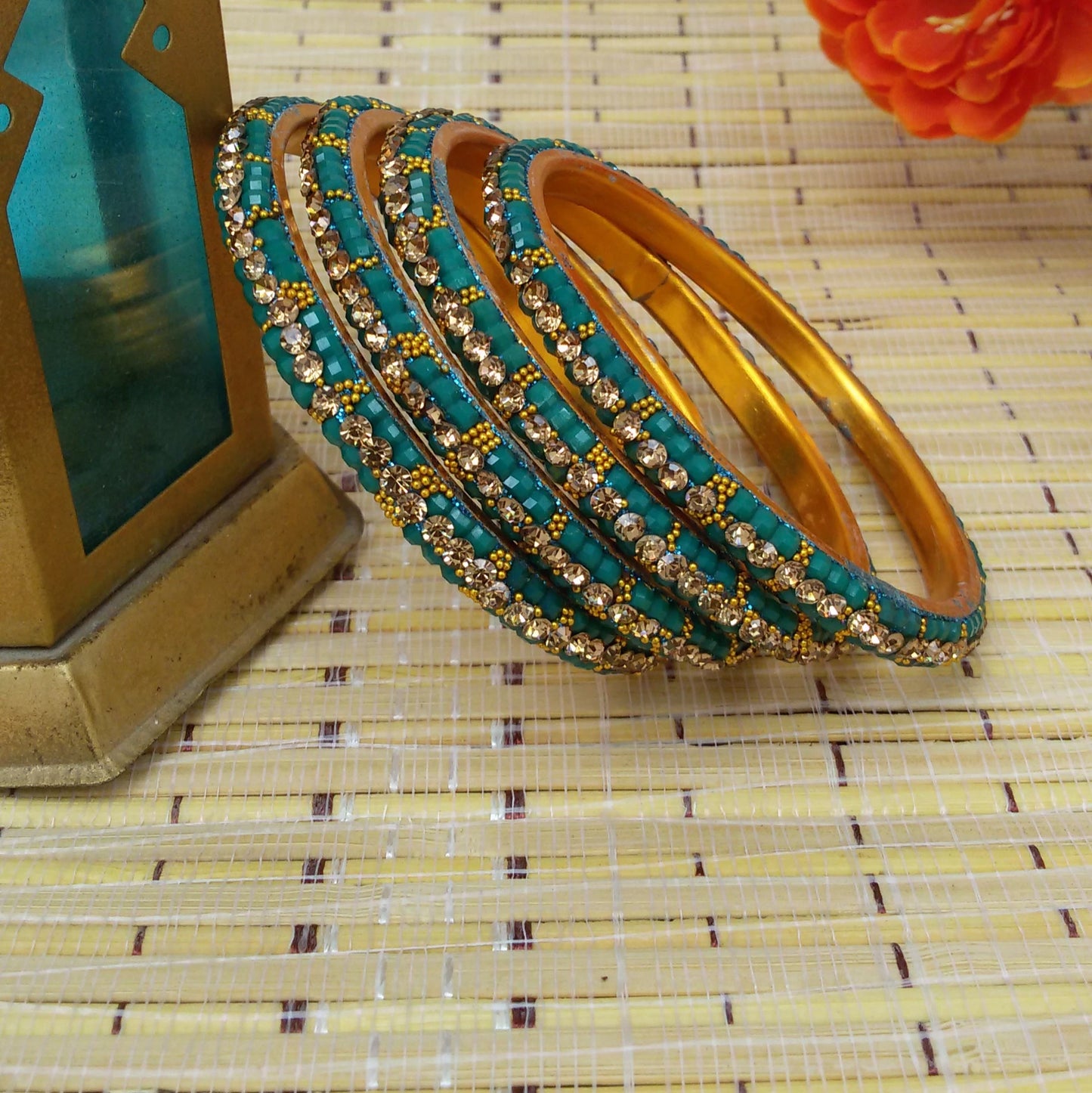 Fancy stone bangles (Teal1green/2.6)