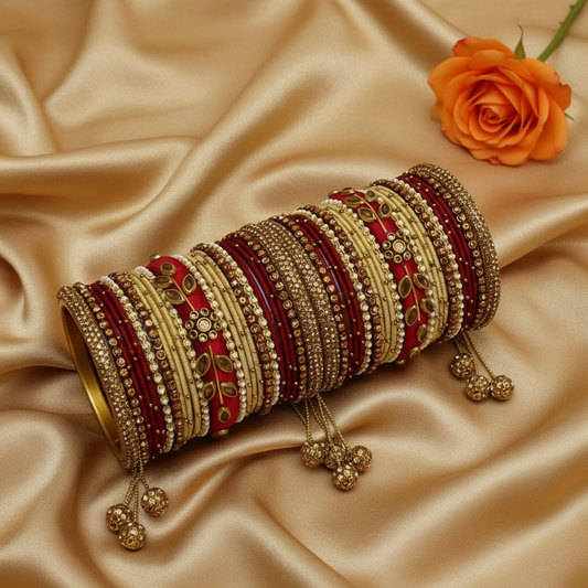 maroon beige  Bridal bangles set