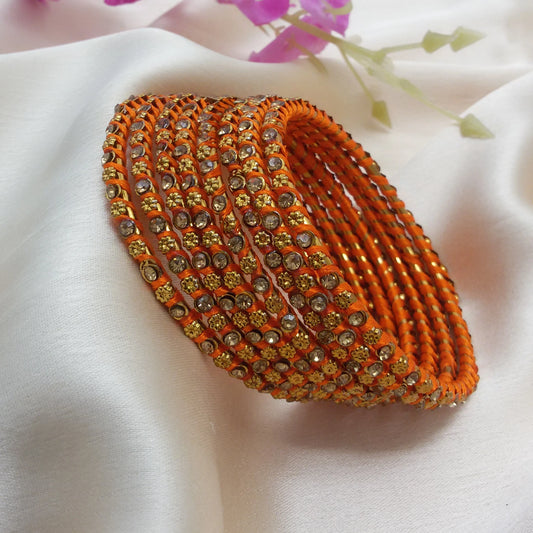 Orange Set of 8 stone bangles