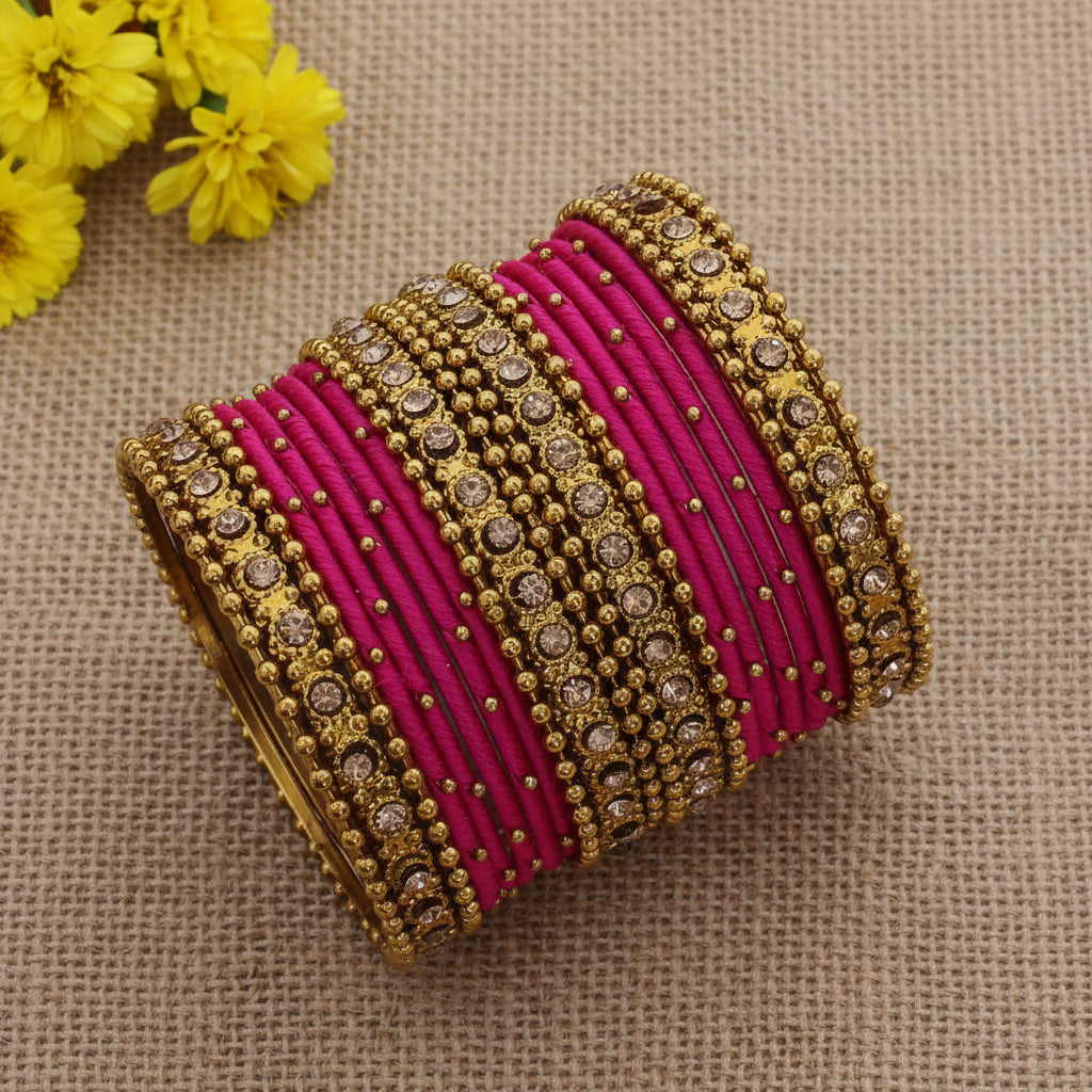 Pink rohini bangle set
