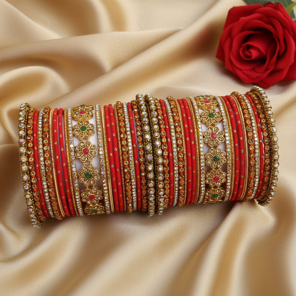Red stone bangle set