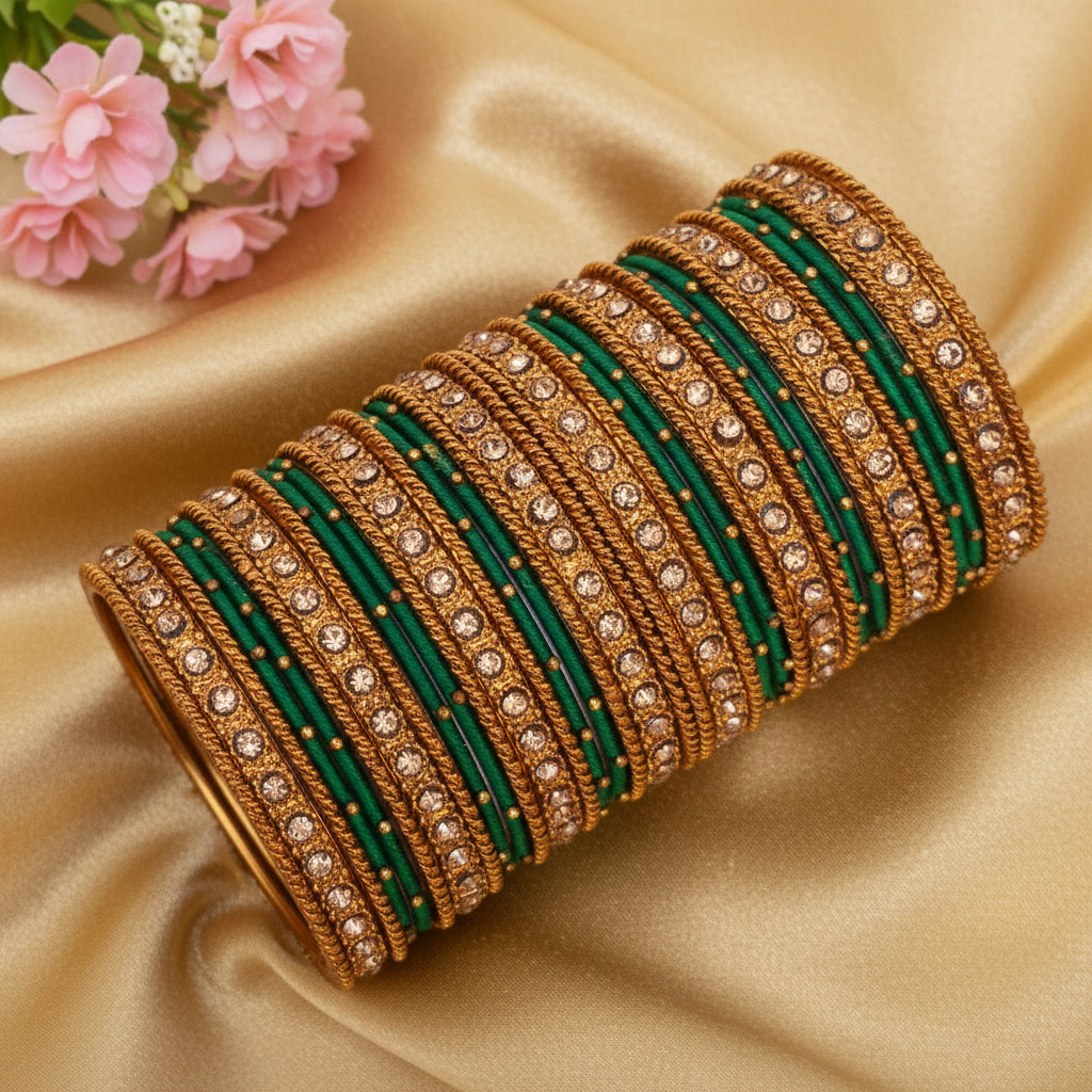 Green kids bangle set