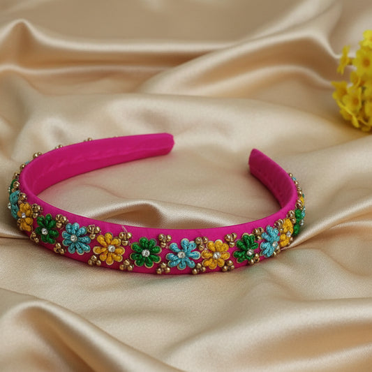 Pink zardosi work  kids hairband