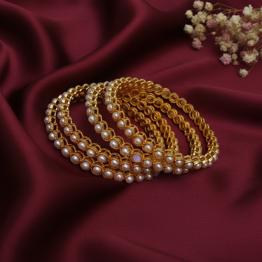 Gold plated moti bangles