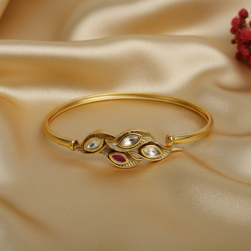 Gold plated kundan bangle