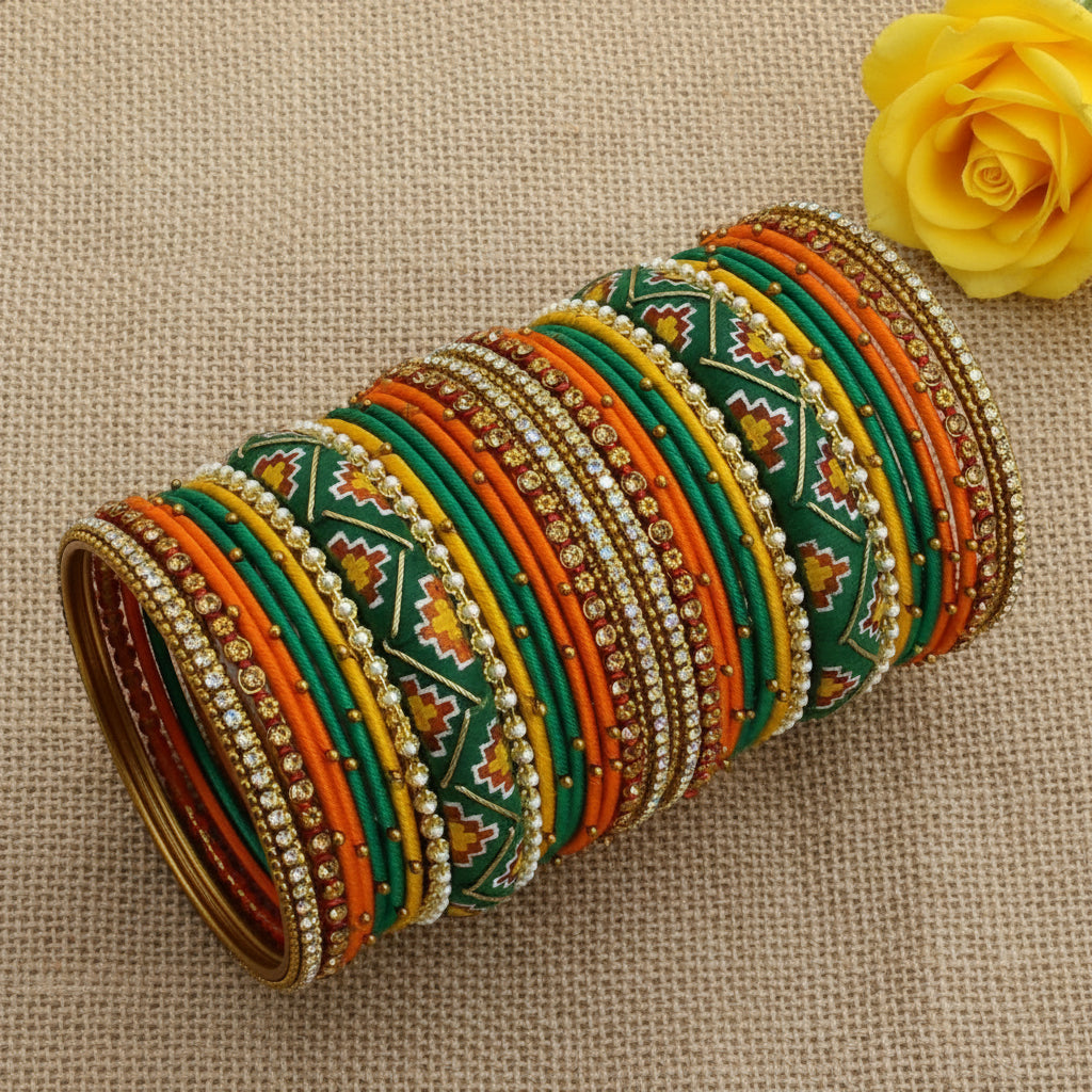 Ikkat hand painted bangle set