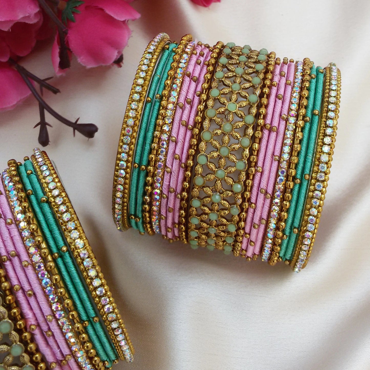 Pastel colors designer bangle set