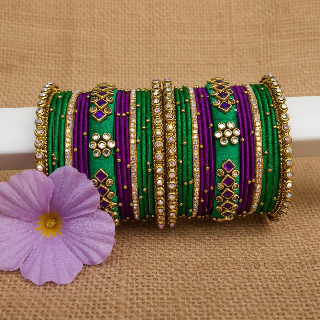 Green gopika bangle set