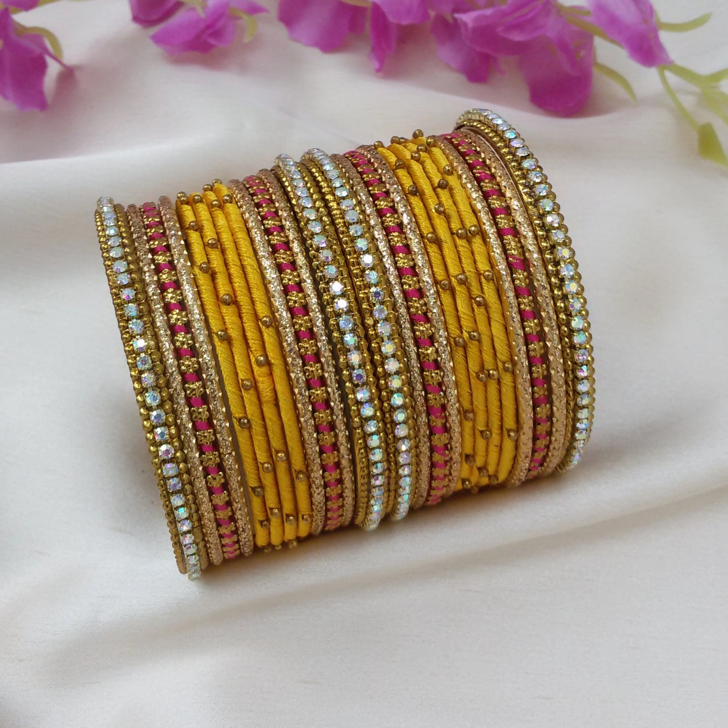 Yellow Aradhya bangle set