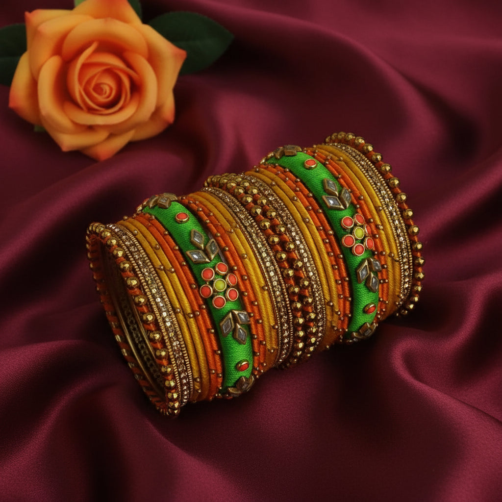 Yellow handmade bangle set