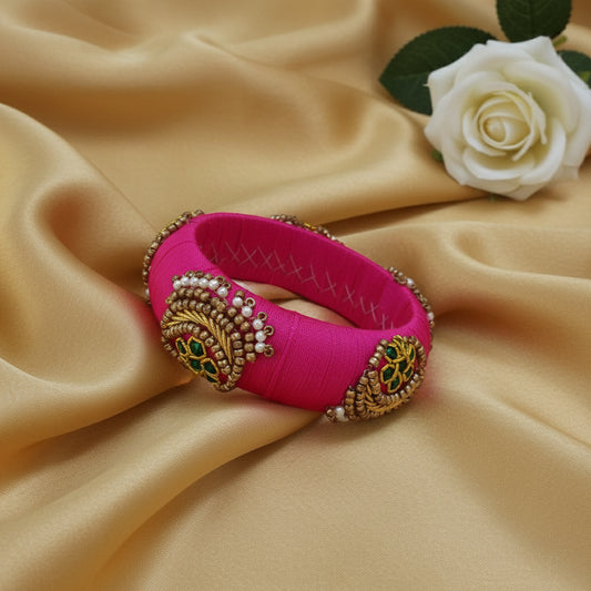 Pink zardosi bangle