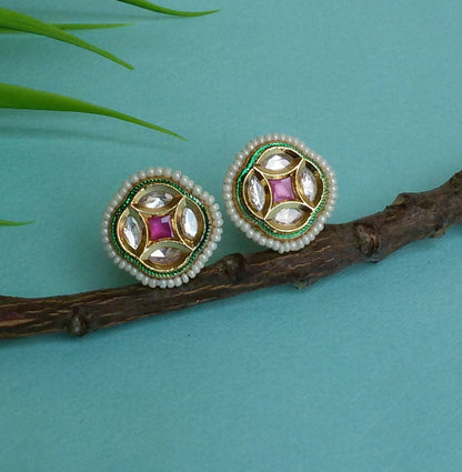 Gold plated pearl studs
