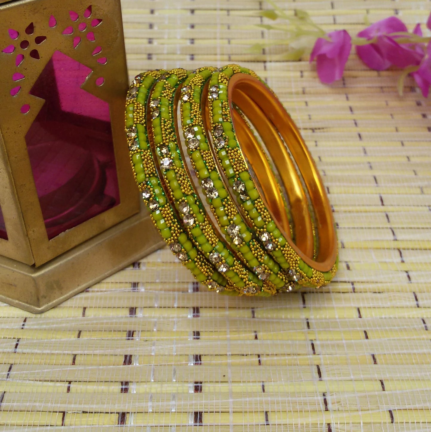 Fancy stone bangles (Parrotgreen
