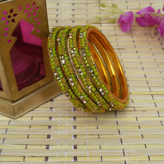 Parrot green Fancy stone bangles