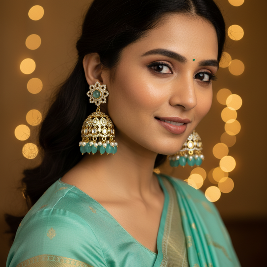 Sea blue Victorian Jhumkis
