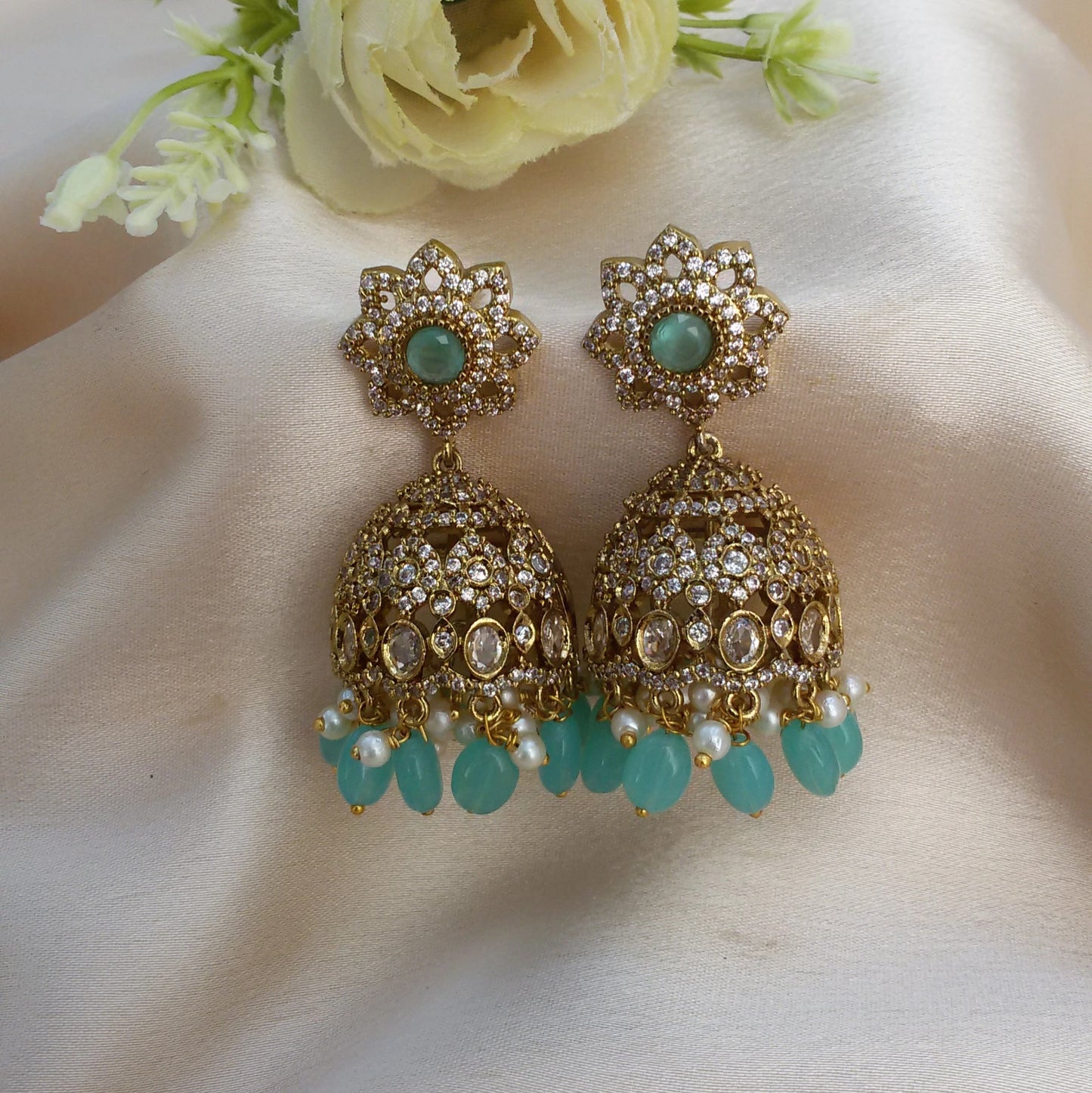 Sea blue Victorian Jhumkis
