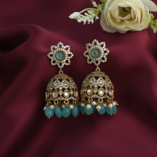 Sea blue Victorian Jhumkis