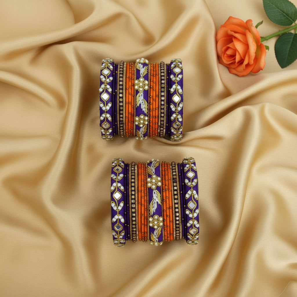 Orange and purple bangles set