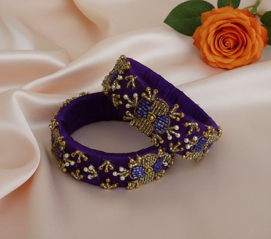 Purple Zardosi work bangles (2.8)