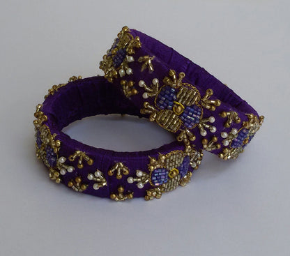 Purple Zardosi work bangles (2.8)