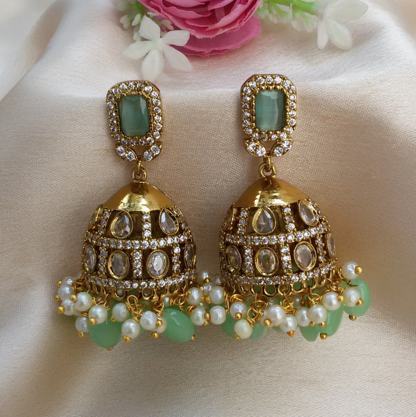 Mint green  Victorian earrings