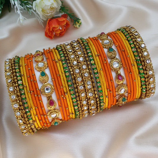 Rainbow silk thread bangle set (2.6)