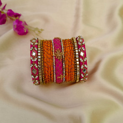 Orange pink Rachana bridal bangle set