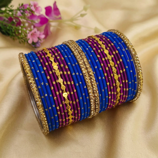 Blue purple radhika bangle set