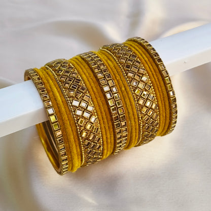Yellow velvet bangle set