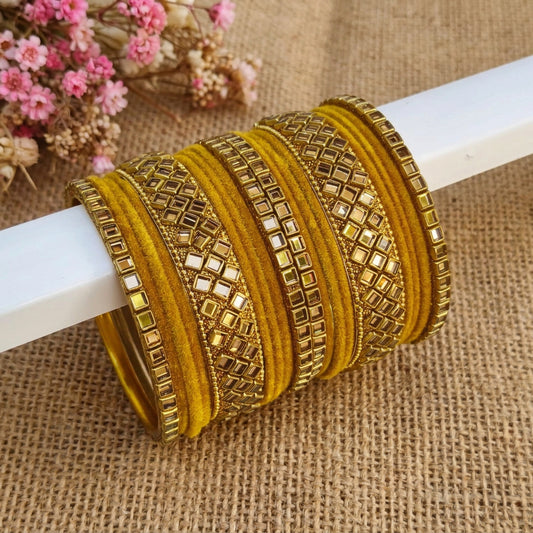 Yellow velvet bangle set