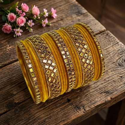 Yellow velvet bangle set