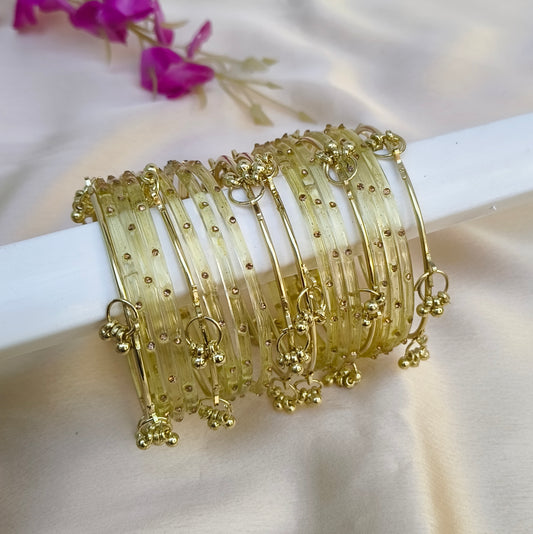 Beige kashmiri glass bangles