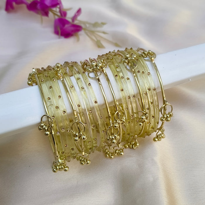 Beige kashmiri glass bangles