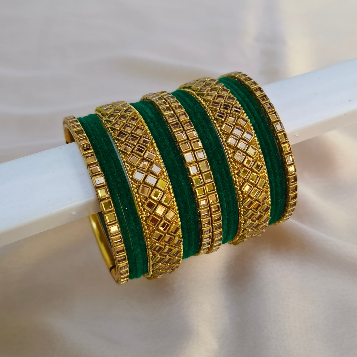 Green velvet bangle set