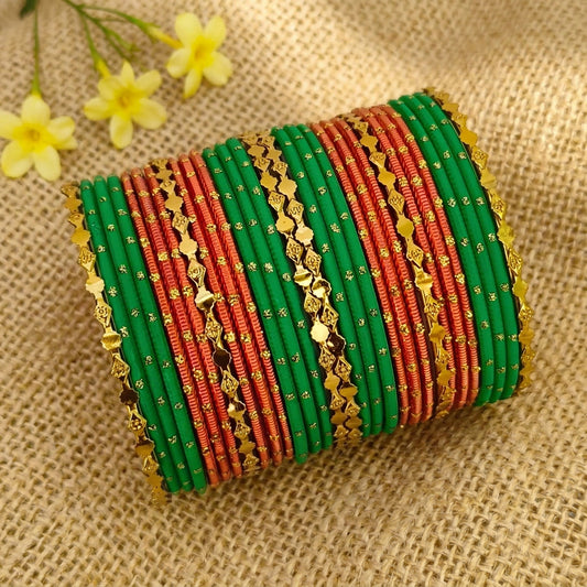 Green orange aprajitha bangle set