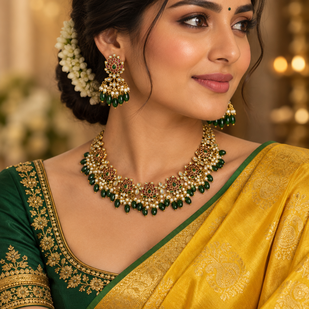 Lotus pearl necklace set