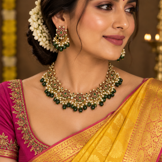 Lotus pearl necklace set