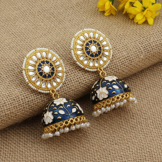 Blue Meenakari Jhumkis