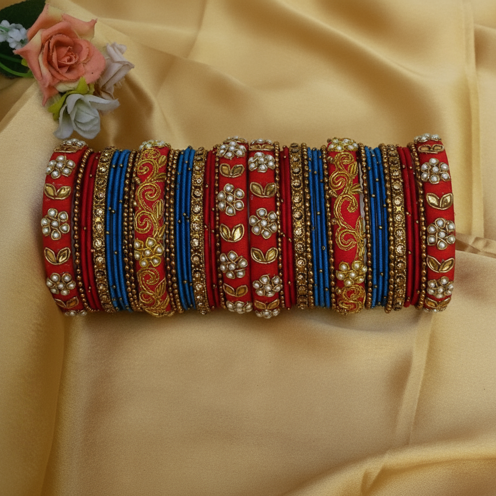 Red and blue Bridal bangles set