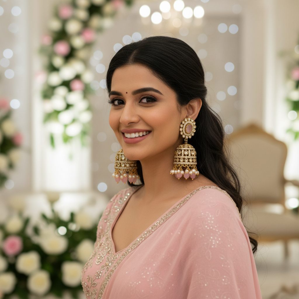 Pastel pink Victorian Jhumkis