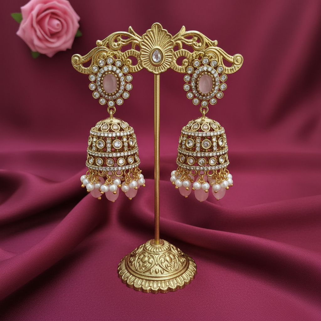 Pastel pink Victorian Jhumkis