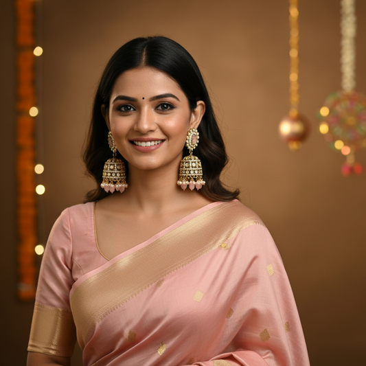 Pastel pink Victorian Jhumkis