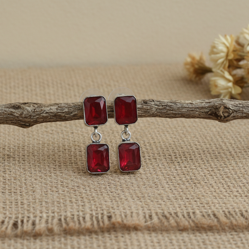 Red crystal earrings