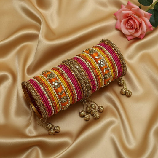 yellow and orange bridal bangle set