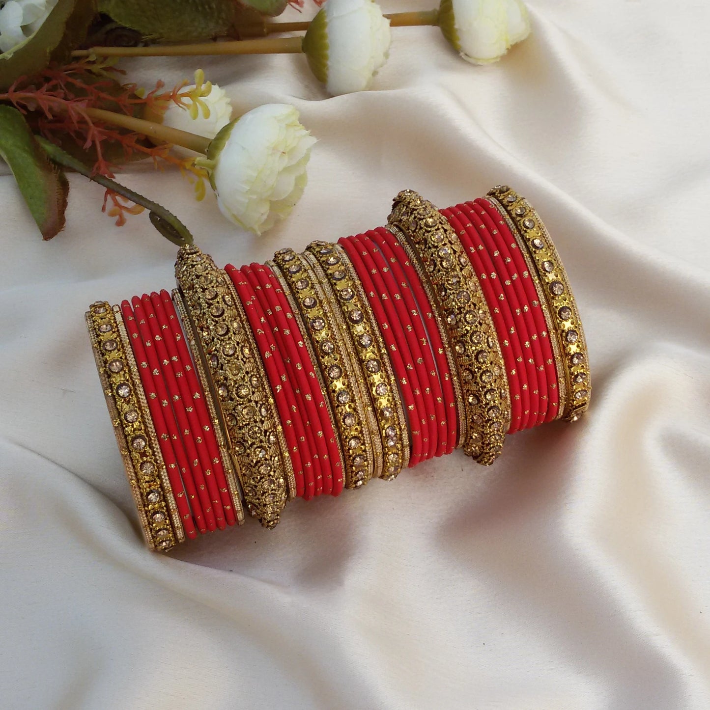 Red metal bangles set