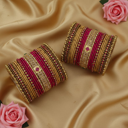 Gold pink Handmade Bridal bangle set